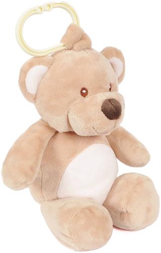 PIA Soft Toys Pluche Beer met babayroze buik met rammelaar 25 cm met ophangring