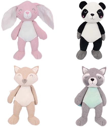 PIA Soft Toys-Set van 4 Pluche Knuffels (konijn/panda/wasbeer/vos) 38 cm