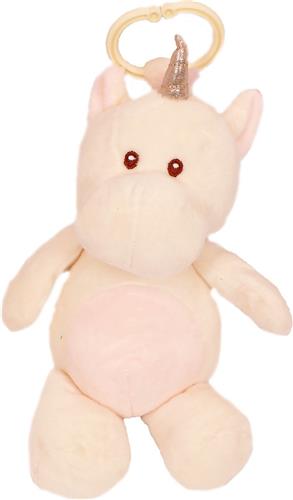 PIA Soft Toys Pluche Eenhoorn wit met rammelaar 25 cm en ophangring