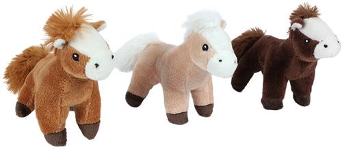 PIA Soft Toys - Set van 3 Pluche Paarden Knuffels - staand - 3 ass. - 13 cm