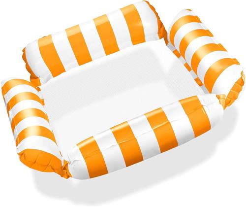 Waterhangmat - 1 stuck - waterhangmat volwassenen - luchtbed zwembad volwassenen - opblaasbaar zwembad - Waterstoel - Waterspeelgoed - Oranje en wit - van Imperatoris
