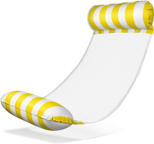 Waterhangmat - 1 stuck - waterhangmat volwassenen - luchtbed zwembad volwassenen - opblaasbaar zwembad - Waterspeelgoed - Geel en wit - van Imperatoris