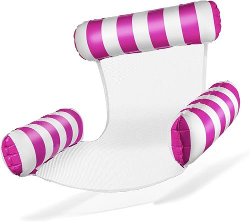 Waterhangmat - 1 stuck - waterhangmat volwassenen - luchtbed zwembad volwassenen - opblaasbaar zwembad - Waterstoel - Waterspeelgoed - roze wit - van Imperatoris