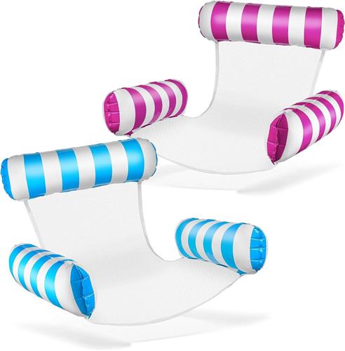 Waterhangmat - 2 stucks - waterhangmat volwassenen - luchtbed zwembad volwassenen - opblaasbaar zwembad - Waterstoel - Waterspeelgoed - bluaw wit en roze wit - van Imperatoris