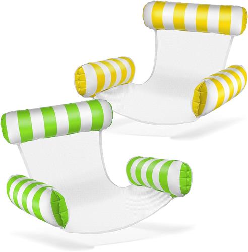 Waterhangmat - 2 stucks - waterhangmat volwassenen - luchtbed zwembad volwassenen - opblaasbaar zwembad - Waterstoel - Waterspeelgoed - Greon en wit , geel en wit - van Imperatoris