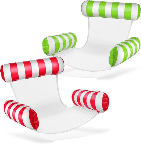 Waterhangmat - 2 stucks - waterhangmat volwassenen - luchtbed zwembad volwassenen - opblaasbaar zwembad - Waterstoel - Waterspeelgoed - Greon wit en rood wit - van Imperatoris
