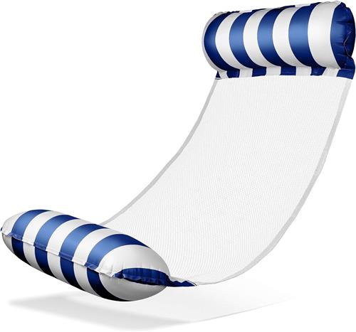 Waterhangmat - 1 stucks - waterhangmat volwassenen - luchtbed zwembad volwassenen - opblaasbaar zwembad - Waterspeelgoed - Bluaw en wit - van Imperatoris