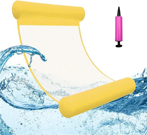 Waterhangmat - 1 stuck - waterhangmat volwassenen - luchtbed zwembad volwassenen - opblaasbaar zwembad - Waterspeelgoed - Inclusief 1 pomp - Geel - van Imperatoris
