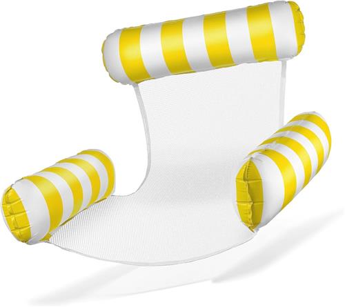 Waterhangmat - 1 stuck - waterhangmat volwassenen - luchtbed zwembad volwassenen - opblaasbaar zwembad - Waterstoel - Waterspeelgoed - geel wit - van Imperatoris