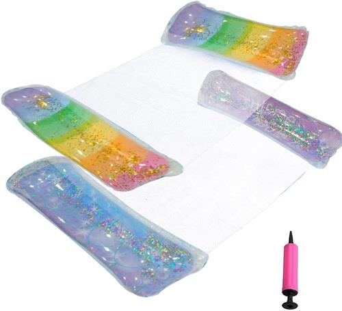 Waterhangmat - 2 stucks - waterhangmat volwassenen - luchtbed zwembad volwassenen - opblaasbaar zwembad - Waterstoel - Waterspeelgoed - glitter kleur - van Imperatoris