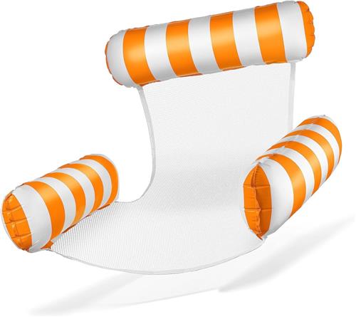 Waterhangmat - 1 stuck - waterhangmat volwassenen - luchtbed zwembad volwassenen - opblaasbaar zwembad - Waterstoel - Waterspeelgoed - oranje wit - van Imperatoris