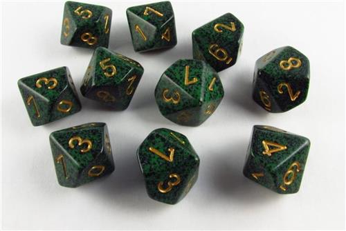 Chessex Golden Recon Speckled D10 Dobbelsteen Set (10 stuks)