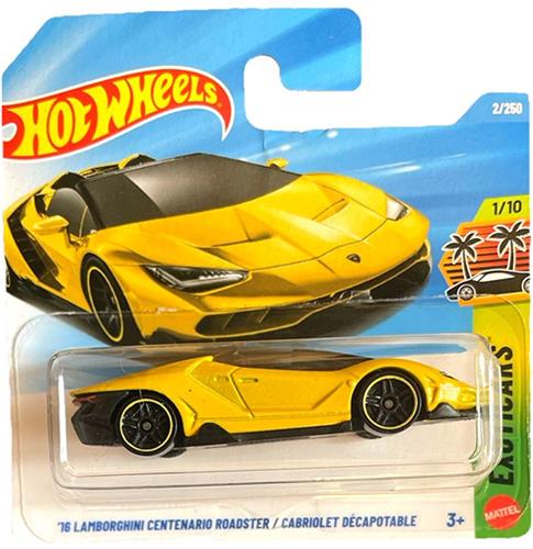 HOT WHEELS '16 LAMBORGHINI CENTENARIO ROADSTER/ CABRIOLET DÃ‰CAPOTABLE YELLOW 2/250 HW EXOTICARS 1/10 2026 1:64 SHORT CARD