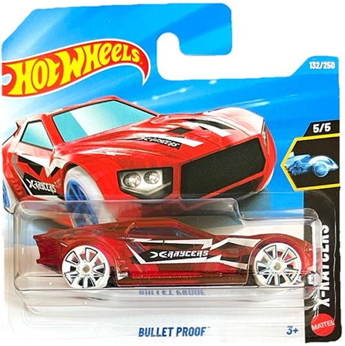 HOT WHEELS BULLET PROOF TRANSPARANT RED132/250 X-RAYCERS HW 5/5 SHORT CARD 2026