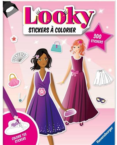 Ravensburger  Looky Stickerboek  Kleurboek met 24 pagina's  Modeontwerp  Avondjurken  Vanaf 4 jaar  13099073