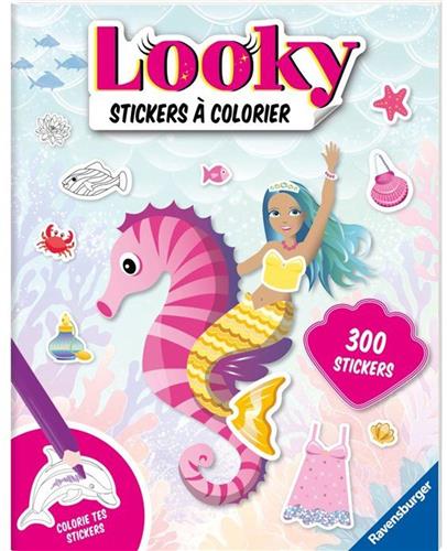 Ravensburger  Looky Stickerboek  Kleurstickerboek  24 pagina's  Modeontwerp  Zeemeerminnen  Leeftijd 4+  13099072