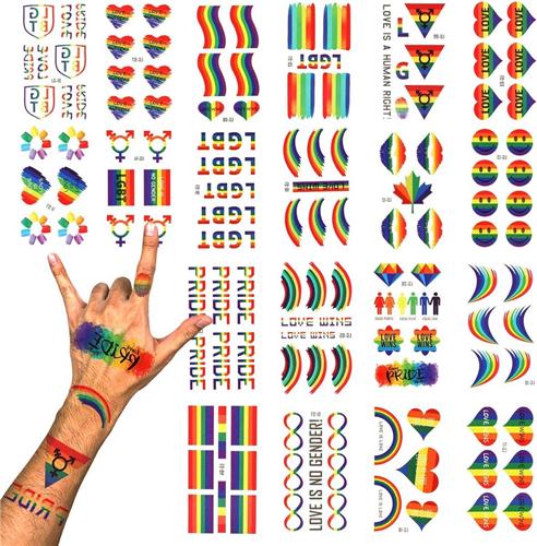 Allecto Plus - Regenboogtattoos en bodypaint stickers voor LGBT Gay Pride feestactiviteiten - 100+ stuks op 20 vellen