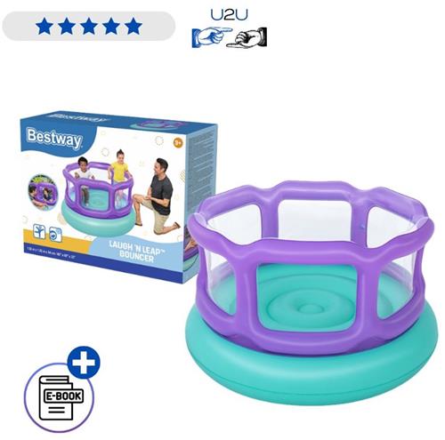 Bestway Opblaasbare Trampoline Voor Kinderen - Springkussen Rond 152x152x84 cm - Indoor En Outdoor Speeltoestel Met Veilige Opblaasbare Wanden - Kinderspeelgoed Vanaf 3 Jaar Speelgoed 3 jaar Met Ebook