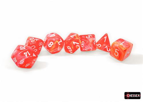 Chessex dobbelstenen set Dahlia wit Luminary - polyhedraal 7 stuks.