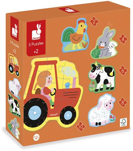Janod Puzzel - 5 formaten puzzels boerderij