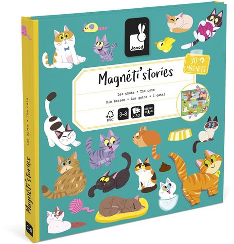 Janod - Magneti Stories Katten  Educatieve Magneetset Met 30 Magneten  Magneetboek - Fantasierijk Speelgoed - Geschikt Voor Kinderen Vanaf 3 Jaar