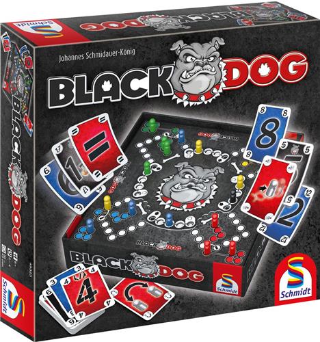 SchmidtÂ® - Bordspel Black DOGÂ® - Familiespel - Strategisch teamspel met draaiend speelbord - 2-4 spelers vanaf 8 jaar