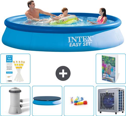 Intex Rond Opblaasbaar Easy Set Zwembad - 366 x 76 cm - Blauw - Inclusief Pomp Afdekzeil - Speelgoed - Warmtepomp - 7-delig