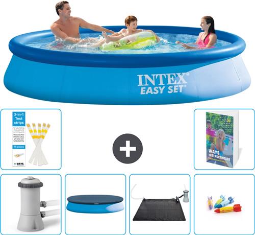 Intex Rond Opblaasbaar Easy Set Zwembad - 366 x 76 cm - Blauw - Inclusief Pomp Afdekzeil - Solar Mat - Speelgoed - 7-delig
