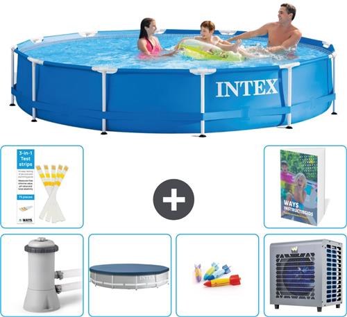 Intex Rond Frame Zwembad - 366 x 76 cm - Blauw - Inclusief Pomp Afdekzeil - Speelgoed - Warmtepomp - 7-delig
