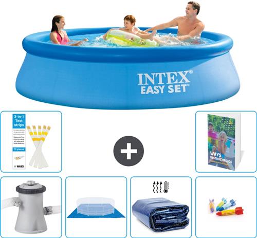 Intex Rond Opblaasbaar Easy Set Zwembad - 305 x 76 cm - Blauw - Inclusief Pomp Grondzeil - Solarzeil - Speelgoed - 7-delig