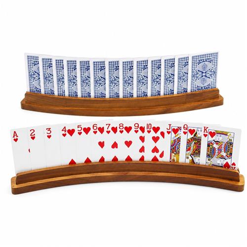 GovicÂ® Speelkaarthouder hout 35 cm - Kaarthouder - Walnoot hout finish - kaarthouder spelletjes