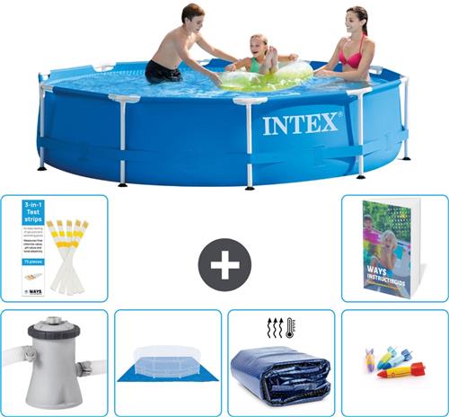 Intex Rond Frame Zwembad - 305 x 76 cm - Blauw - Inclusief Pomp Grondzeil - Solarzeil - Speelgoed - 7-delig