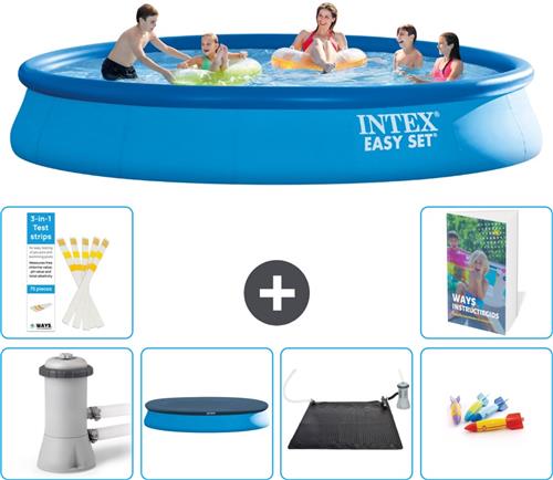 Intex Rond Opblaasbaar Easy Set Zwembad - 457 x 84 cm - Blauw - Inclusief Pomp Afdekzeil - Solar Mat - Speelgoed - 7-delig