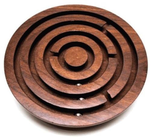 Geduld-kogel-spel rond hout 12,5 cm.
