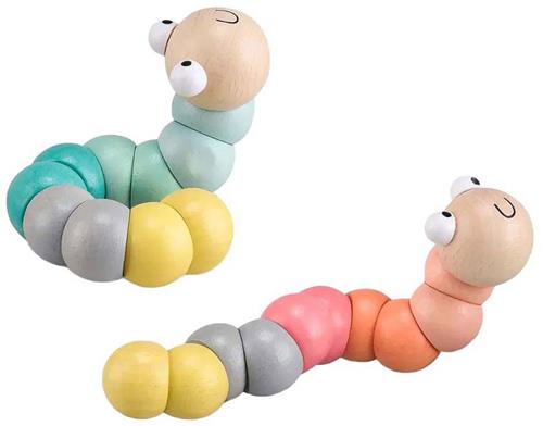 BigJigs houten speelgoed worm pastel - educatief baby speelgoed.
