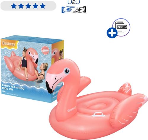Bestway Opblaasbare Flamingo Ligstoel Kinderen - Grote Roze Pool Float met Handgrepen, PVC Opblaasspeelgoed voor Zwembad en Strand, Max 45 kg, 138 x 107 cm, Speelgoed 3 jaar, Kinder Zwemfloat Zomer voor zwembad en strand vakantie kids. - Met Ebook
