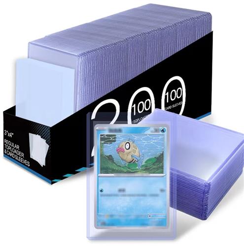 BOTC Toploader - Trading Card Sleeves Set - 400 Stuks - 100x Toploaders en 100x Sleeves-Kaartbeschermers voor Verzamelkaarten - Geschikt voor Baseball Cards, PokÃ©mon Kaarten, MTG & Sportkaarten