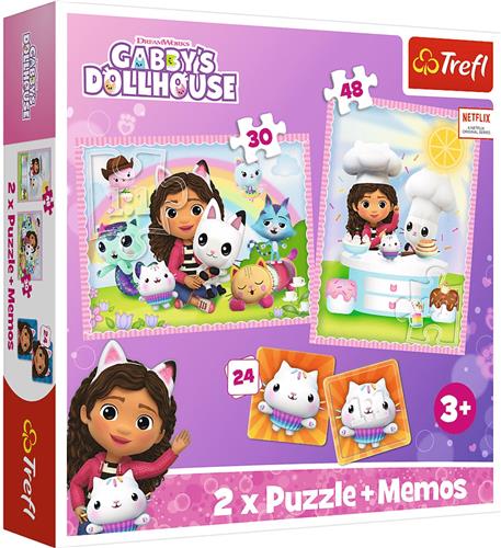 Gabby's Dollhouse 3-in-1 Set Puzzels + Memory