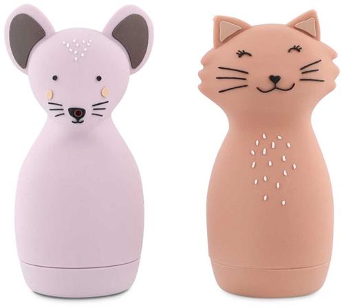 Trixie | Badspeelgoed sproeiende dieren - Mrs. Cat & Mrs. Mouse - Badspeelgoed - 0m+ - Gemakkelijk vast te pakken