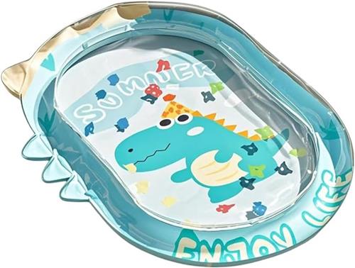 BOTC Waterspeelmat baby - Watermat - Speelmat baby - Speelkleed baby - Stimuleert Motorische Ontwikkeling - Draagbaar Watermatras met Eenvoudige Installatie - 100cm*71cm - Blauw Dinosaurus