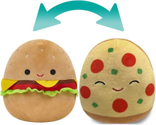 Squishmallows Flip-A-Mallow Pep & Carl (Pizza/Hamburger) Pluche Knuffel 14 cm