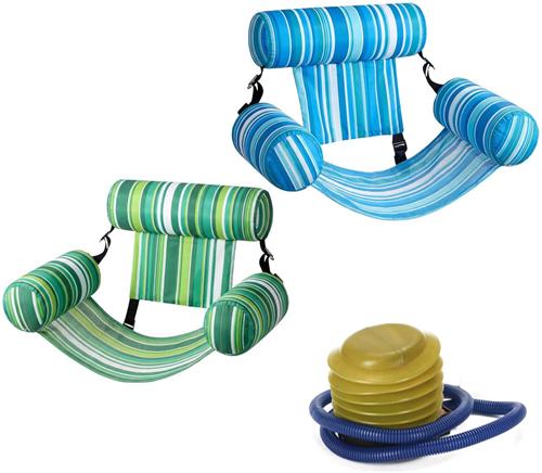 Opblaasbaar zwembad voor volwassenen - 2-delige set drijvende ligstoelen - verdikte opblaasbare zwemnoedels voor volwassenen - geschikt voor zomerfeesten - stranden - meren en andere watersportactiviteiten - inclusief voetpomp
