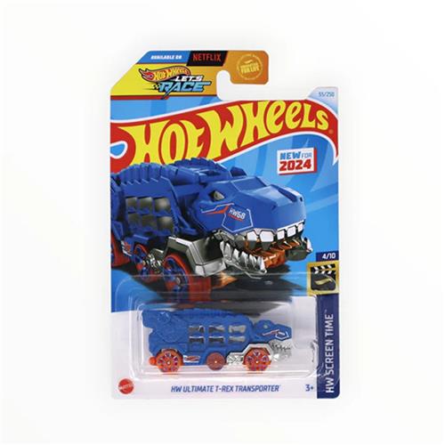 HOT WHEELS ULTIMATE T-REX TRANSPORTER BLUE CHROME 55/250 HW SCREEN TIME 4/10 LONG CARD 1:64 2024