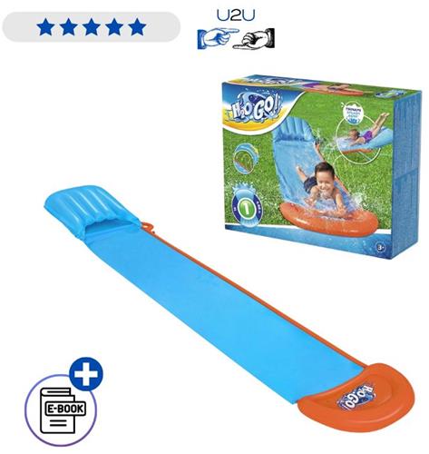 Bestway Tsunami Splash Ramp Waterglijbaan 52477 488 cm - Tuin Waterslide Voor 1 Persoon Met SplashBoost Sproeiers - Speelgoed 3 jaar Waterbaan Voor Zomer En Buitenplezier Met Ebook