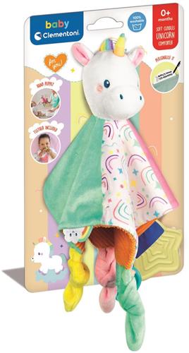 Clementoni - Baby Comforter Eenhoorn - Zachte Knuffeldoek - Sensorisch - Kraamcadeau - Vanaf 0 maanden
