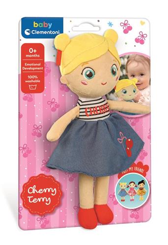 Clementoni - Baby Soft Doll Cherry Terry - Zachte Knuffelpop - Sensorisch - Baby Speelgoed - Vanaf 0 maanden