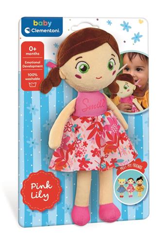 Clementoni - Baby Soft Doll Pink Lilly - Zachte Knuffelpop - Sensorisch - Baby Speelgoed - Vanaf 0 maanden