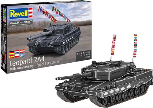 Revell Modelbouwpakket Militaire voertuigen - 03368 Leopard 2A4 - 40th Anniversary - Special Decoration - Duitse Tank Plastic - 1:35 - Modelbouw