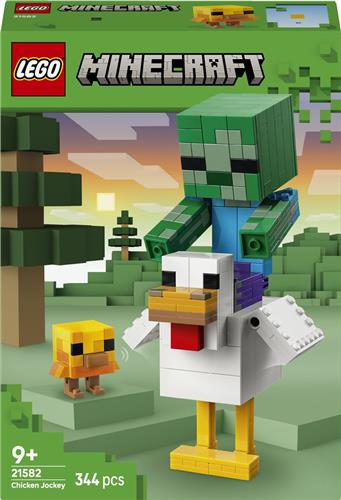 LEGOÂ® MinecraftÂ® Kipberijder Bouwspeelgoed - Gamingdecoratie met Babyzombie, Kip en Kuiken - Cadeautip voor Jongens en Meisjes Vanaf 9 Jaar - 21582