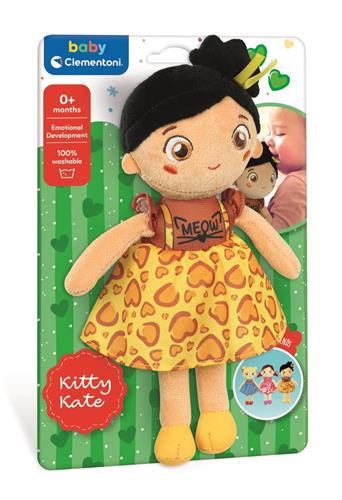 Clementoni - Baby Soft Doll Kitty Kate - Zachte Knuffelpop - Sensorisch - Baby Speelgoed - Vanaf 0 maanden